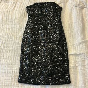 Banana republic strapless Elegant Black tweed Sequin Dress